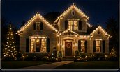 Warm white roofline and tree lighting